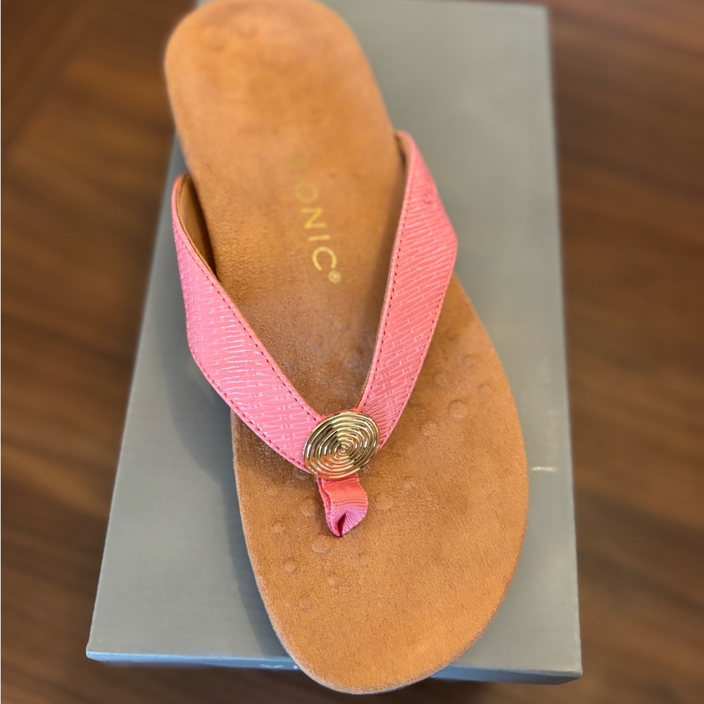 Vionic Pink and Gold Sandals with Elegant Strap NWT